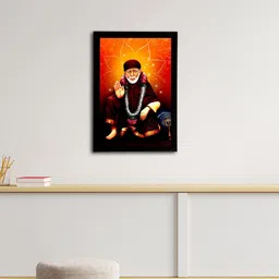 eCraftIndia Orange & Maron Red Sai Baba Satin Matt Texture UV Wall Painting-image-77