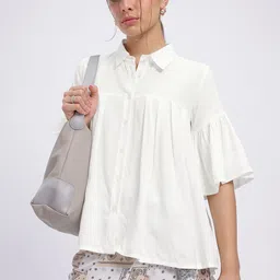 glitchez Elevated Basics Bell Sleeves High-Low Shirt-Style Top-picture-20