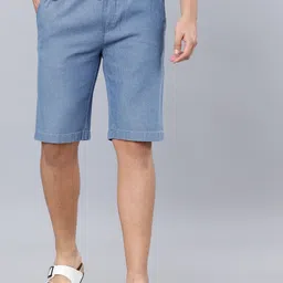 HIGHLANDER Men Blue Washed Slim Fit Denim Shorts-picture-21