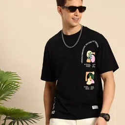 Mast & Harbour Oversized Fit Graphic Printed Drop-Shoulder Sleeves Pure Cotton T-shirt image 1