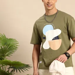 Mast & Harbour Oversized Fit Graphic Printed Drop-Shoulder Sleeves Pure Cotton T-shirt-picture-35