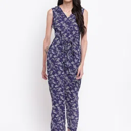 Belle Fille Navy Blue & White Printed Basic Jumpsuit-picture-21
