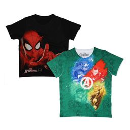 Marvel by Wear Your Mind Boys Pack Of 2 Spiderman Printed Round Neck T-shirt-picture-40