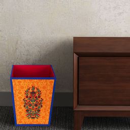 SEJ by Nisha Gupta Mustard Yellow & Blue Printed Wooden Open Dry Bin-picture-40
