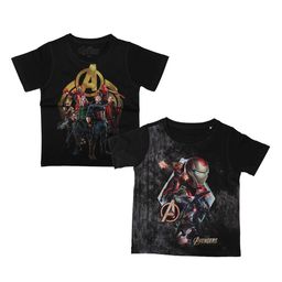 Marvel by Wear Your Mind Boys Pack Of 2 Black Avengers Printed Round Neck T-shirts-picture-21
