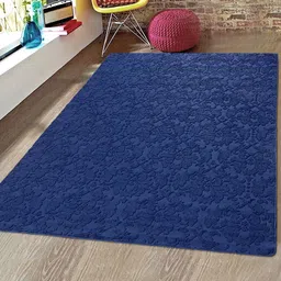 Saral Home Blue Floral Patterned Microfiber Anti-Skid Carpet-picture-43