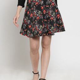 Sera Women Black & Red Printed Mini-Length Flared Skirt-picture-5