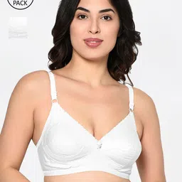 Bodycare Pack Of 2 White Solid Non-Wired Non Padded Everyday Bras 6596W-2PCS-image-51