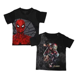 Marvel by Wear Your Mind Boys Pack Of 2 Black Spiderman Printed Round Neck T-shirts-picture-26