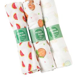 Moms Home Infant Kids Pack Of 3 Organic Cotton Sustainable Muslin Baby Swaddle-picture-25