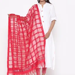 SOUNDARYA Red & Silver-Toned Embroidered Dupatta-picture-49