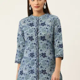 FABRIC FITOOR Blue Printed Pure Cotton Kurti-picture-15