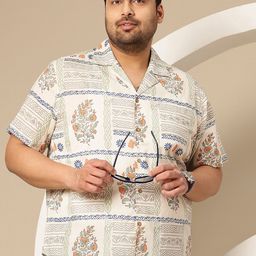 Sztori Plus Size Comfort Floral Printed Pure Cotton Casual Shirt-picture-44