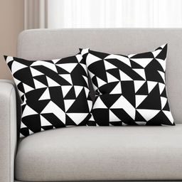 SEJ by Nisha Gupta Black Set of 2 Printed 16'' x 16'' Square Cushion Covers-picture-43