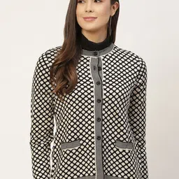 APSLEY Women Black & Off White Printed Cardigan-picture-38