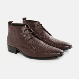 Carlton London Men Croc Textured Leather Boots-image-9
