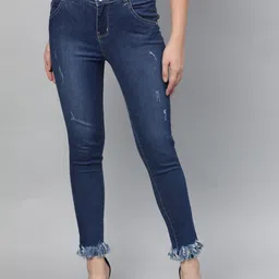 STREET 9 Women Blue Skinny Fit Mid-Rise Mildly Distressed Stretchable Jeans-image-5