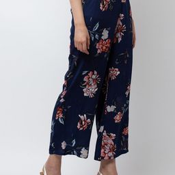 DODO & MOA Women Navy Blue Floral Printed Regular Trousers-picture-10