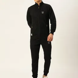 Sports52 wear Men Black Comfort Fit Solid Tracksuit-picture-21
