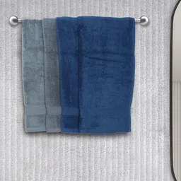 BIANCA Set Of 4 Blue & Grey Solid 380 GSM Pure Combed Cotton Terry Hand Towels-picture-36