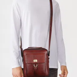 HiLEDER Unisex Pure Leather Sling Crossbody Travel Messenger Bag image 5