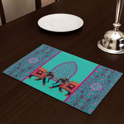 SEJ by Nisha Gupta Turquoise-Blue & Pink Printed Table Placemat-picture-32