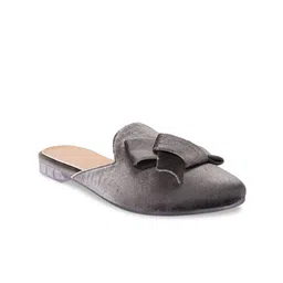 BuckleUp Women Grey Solid Fabric Mules-image-98