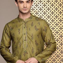 House of Pataudi Floral Embellished Sequinned Floral Jashn Kurta-picture-46