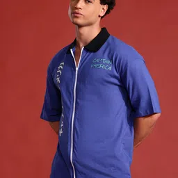 MARVEL STREET Men Typography Printed Polo Collar Drop-Shoulder Sleeves Pure Cotton T-shirt-picture-14