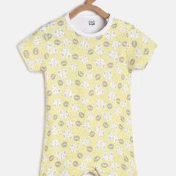 MINI KLUB Infant Boys Yellow & Grey Printed Pure Cotton Rompers-picture-46
