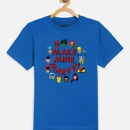 Kids Ville Boys Blue Marvel Print Round Neck Pure Cotton T-shirt-picture-39