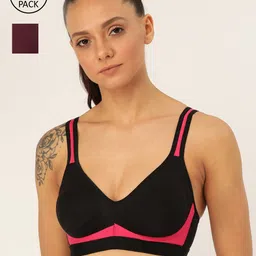 Lady Lyka Pack Of 2 Black & Purple Solid Non-Wired Non Padded Beginners Bra YOUNGSTER-02-image-76