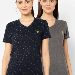 VIMAL JONNEY Women Pack Of 2 Solid V-Neck T-shirt-image-45