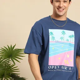 Mast & Harbour Graphic Printed Drop-Shoulder Sleeves Oversized Pure Cotton T-shirt-picture-12