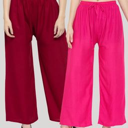 Clora Creation Women Maroon & Magenta 2 Knitted Palazzos-picture-4