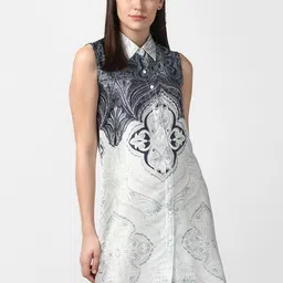 StyleStone Women White Printed Shirt Dress-image-0