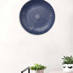 Art Street Blue Textured Round Wall Plate Decor-image-14