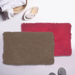 BIANCA Set Of 2 Mushroom Textured Shaggy Anti-Skid Bath Rugs-picture-20