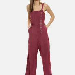 Campus Sutra Women Maroon Solid Basic Jumpsuit-picture-16