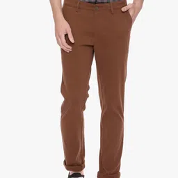 Basics Men Brown Tapered Fit Solid Chinos-image-37