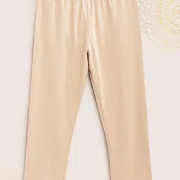 Biba Girls Beige Solid Capris with Embroidered Detail-picture-10