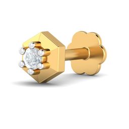 KUBERBOX 18K Yellow Gold Diamond Hexagon Nose Stud-picture-48