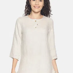 Ecentric Women Beige Solid Eco-Friendly Hemp Sustainable Top-image-87