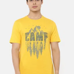 Wildcraft Men Yellow & Grey Typography Printed T-shirt-picture-54
