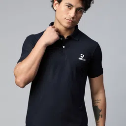 TOM BURG Men Navy Blue Brand Logo Printed Polo Collar Antimicrobial T-shirt-picture-35