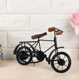EXIM DECOR Black & Brown Iron & Wood Cycle Showpiece-image-4