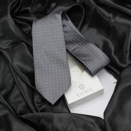 KOVOVE Men Grey & Pink Woven Design Broad Tie-image-13