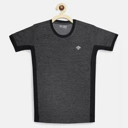 CHIMPRALA Girls Charcoal Grey Solid Round Neck T-shirt-picture-17