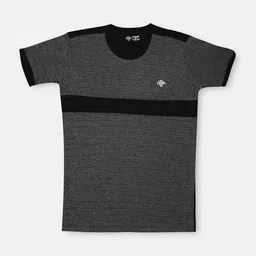 CHIMPRALA Girls Charcoal & Black Striped Round Neck T-shirt-picture-31