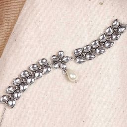 TEEJH Silver Brass Silver-Plated Choker Necklace-picture-7